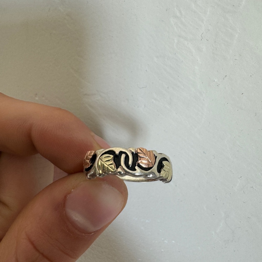 Silver and Gold Leaf Design Ring